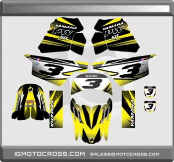 YAMAHA PW 50 GRAPHICS KIT DECALS 1990 - 2022 YELLOW MINI #PLATES INCLUDED