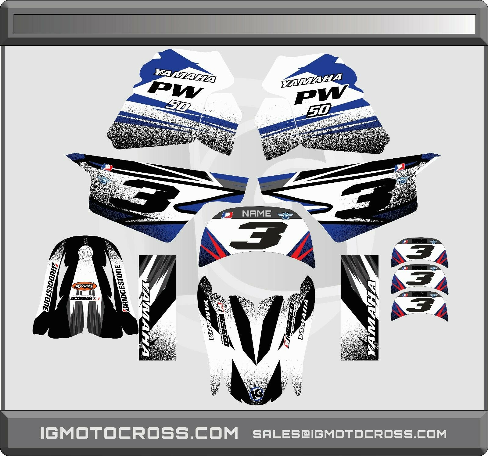YAMAHA PW 50 PW50 GRAPHICS KIT DECALS Fits Years 1990 – 2018 WHITE