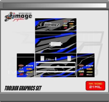 Tool Box Graphics Set For Husky 3 Drawer Metal Toolbox Motocross Racing Blue - Image 2