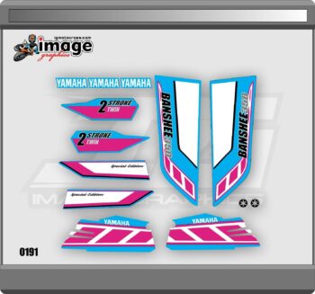 Yamaha Banshee full graphics kit special edition pink blue