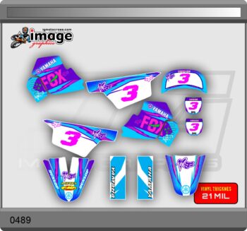 YAMAHA PW 50 PW50  GRAPHICS KIT DECALS  Fits Years 1990 - 2023 pink blue - Image 2